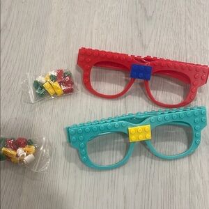 Building Block Glasses Set - Red and Blue